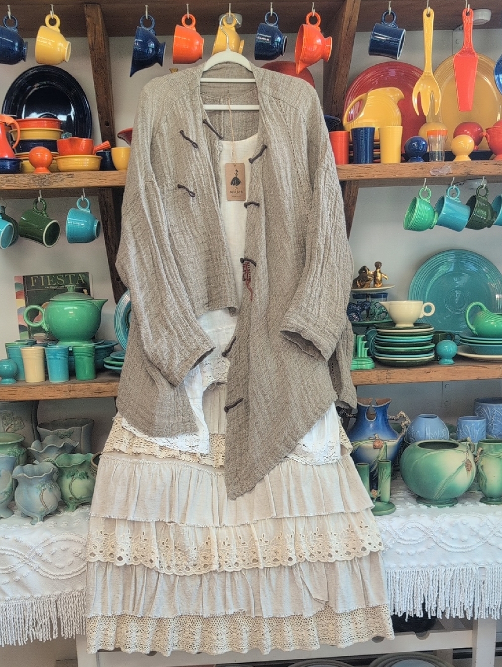 NWTO MaLieb Hand Woven Natural Raw Linen Tunic/Duster - Picture 7 of 16